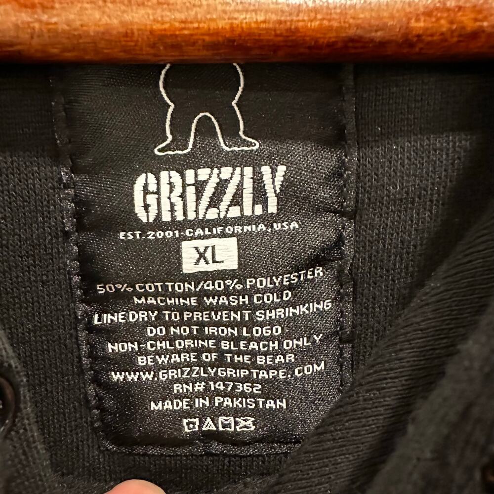 Grizzly Griptape Black Hoodie Size XL Skate Bear Logo Streetwear - Picture 7 of 7